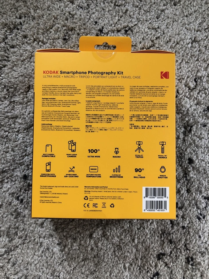 Фотографический комплект для смартфона Kodak с 2 объективами, светом и штативом в чехле - Изображение 2 из 4