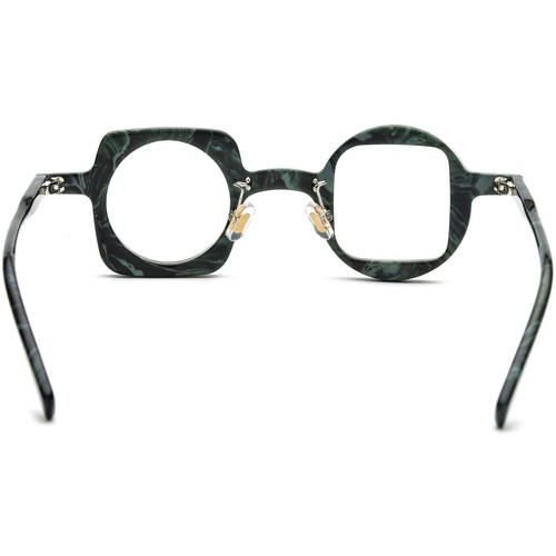 Gafas de acetato medio redondas medio cuadradas unisex marco geométrico duro lentes estrechas - Imagen 15 de 27