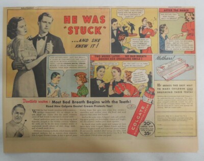 Colgate Toothpaste Ad: He Was Stuck ! from 1930's Size: 11 x 15 inches