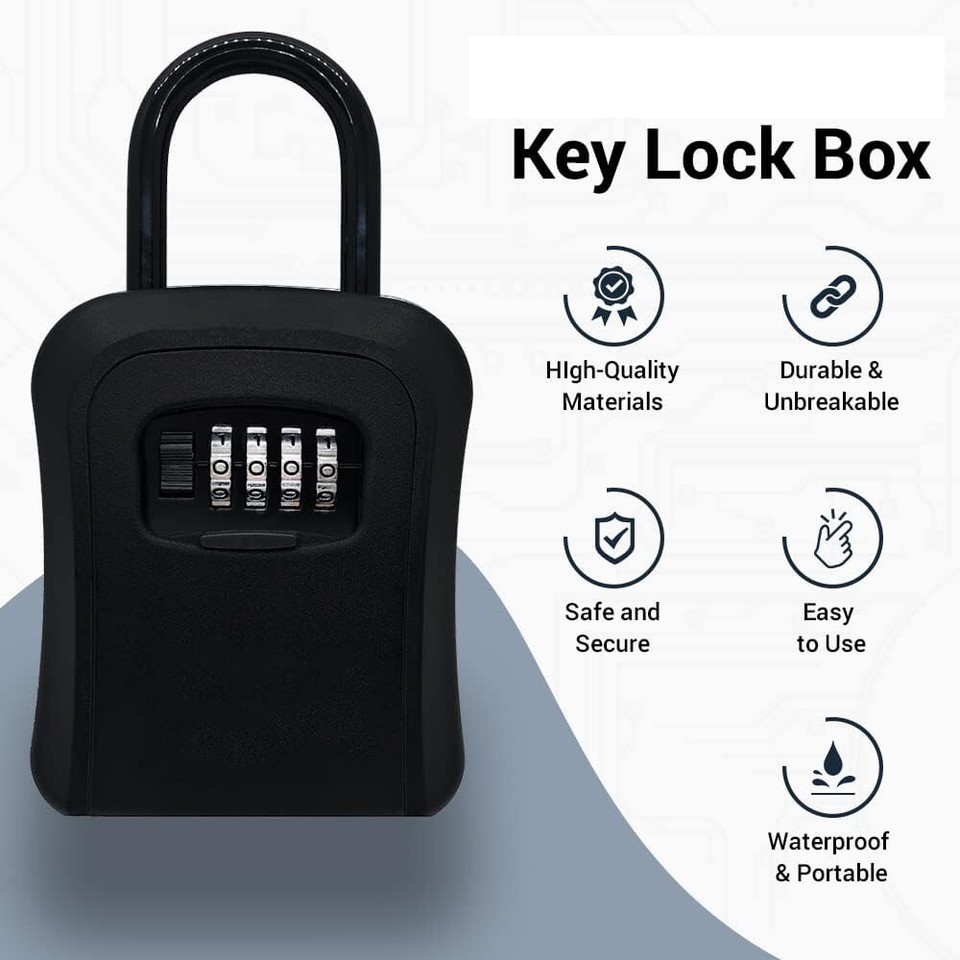 Waterproof Lock Box For Keys With 4 Digit Combination Outside Hold Key