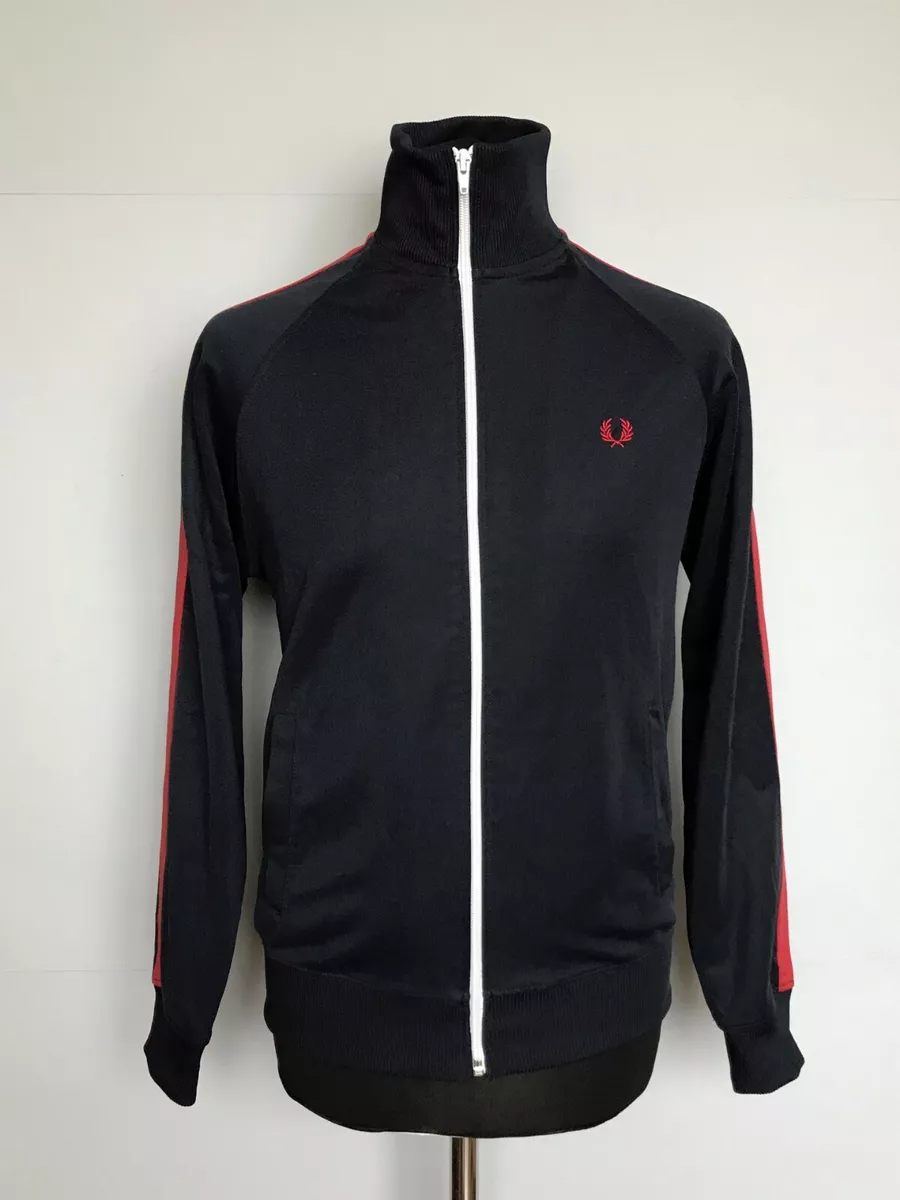 FRED PERRY Vintage Navy Blue/Red Twin Taped Track Jacket – Size S – Great FRED PERRY Vintage Navy Blue/Red Twin Taped Track Jacket – Size S – Great