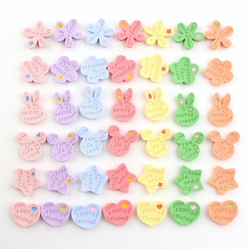 20 un. dijes de colores mixtos ratón de resina de espalda plana flor conejo estrella para artesanía hágalo usted mismo - Imagen 4 de 12