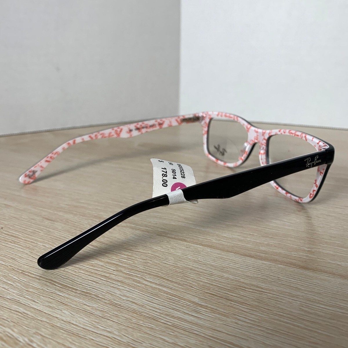 Ray-Ban RB5228 5014 Eyeglasses Black White and Red 50-17-140 Full Rim + Case RayBan RB5228 5014 50-17-140 Black w/white & Red Unisex  main image 2