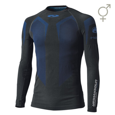 Motorrad Langarmhemd Held 3D-Skin Cool Top Farbe: Schwarz/Blau Gr: XL