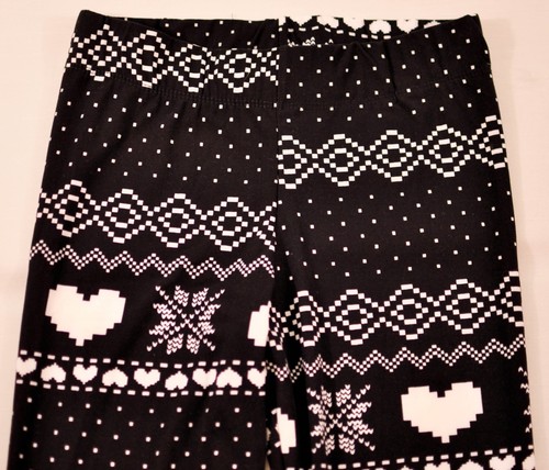 girl's Rue 21 legging size s/m black w/print elastic waist polyester mix - Picture 3 of 6