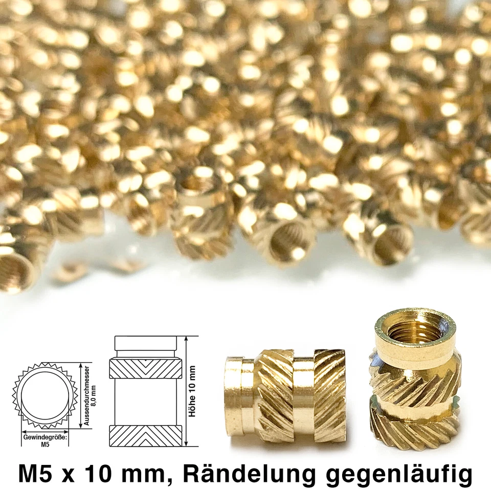 Einpressmutter M3 M1 M1,4 M2 M4 M5 Rändelmutter Gewindeeinsatz, 3D Druck - Bild 4 von 4