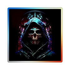 Holographic Sticker Grim Reaper Halloween Skull Gothic Dark Fantasy Scary Horror