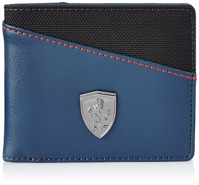 100% Genuine Leather Authentic Puma Ferrari Blue Bi-fold Leather Men's  Wallet | eBay
