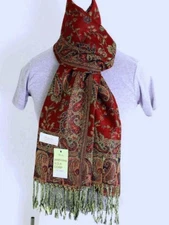 Women's Pashmina,Scarf Shawl,Paihttps://i.sley,Black Red,Silk.Cashmere,Soft #011