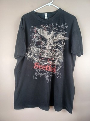 Rare VTG Y2K Seether Good and Evil Band Tour Black T-Shirt Mens 2XL Metal Rock