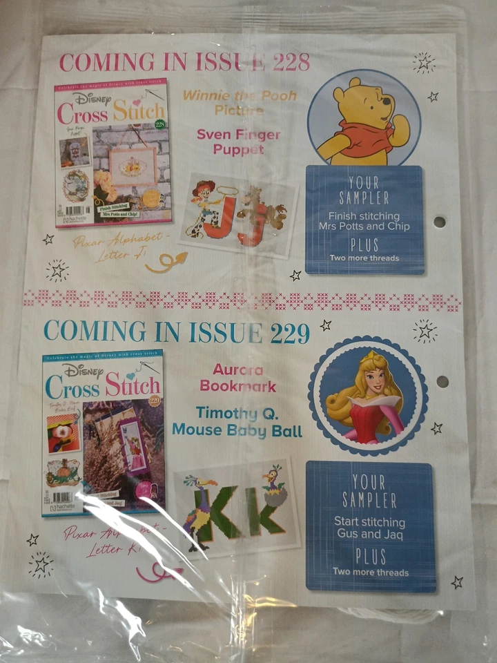 Disney Cross Stitch Magazines 4 Issues 227-230 Brand New & Sealed Incl Threads - Image 3 of 4