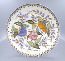 Large 33cm Berardos Floral Hand Panted plate - Portuguese Portugal signed RC AC