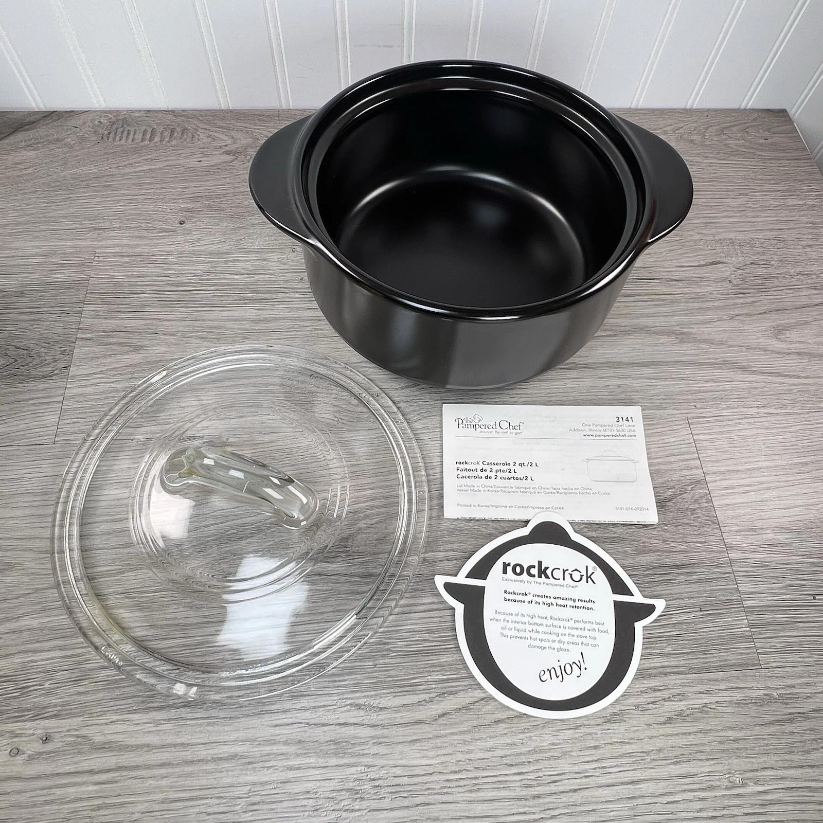 Pampered Chef Rockcrok Rock Crock 2 Qt Casserole Dish with Lid 3141 NEW