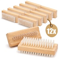 12X HandbüRste - NagelbüRste Aus Holz - HandwaschbüRste Doppelseitig -