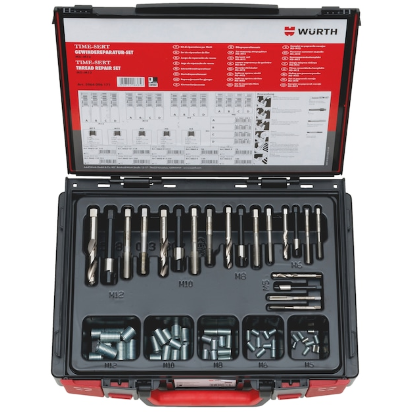Würth TIME-SERT® Master Metric Coarse Thread Repair Kit M5–M12 70pc Insert Kit