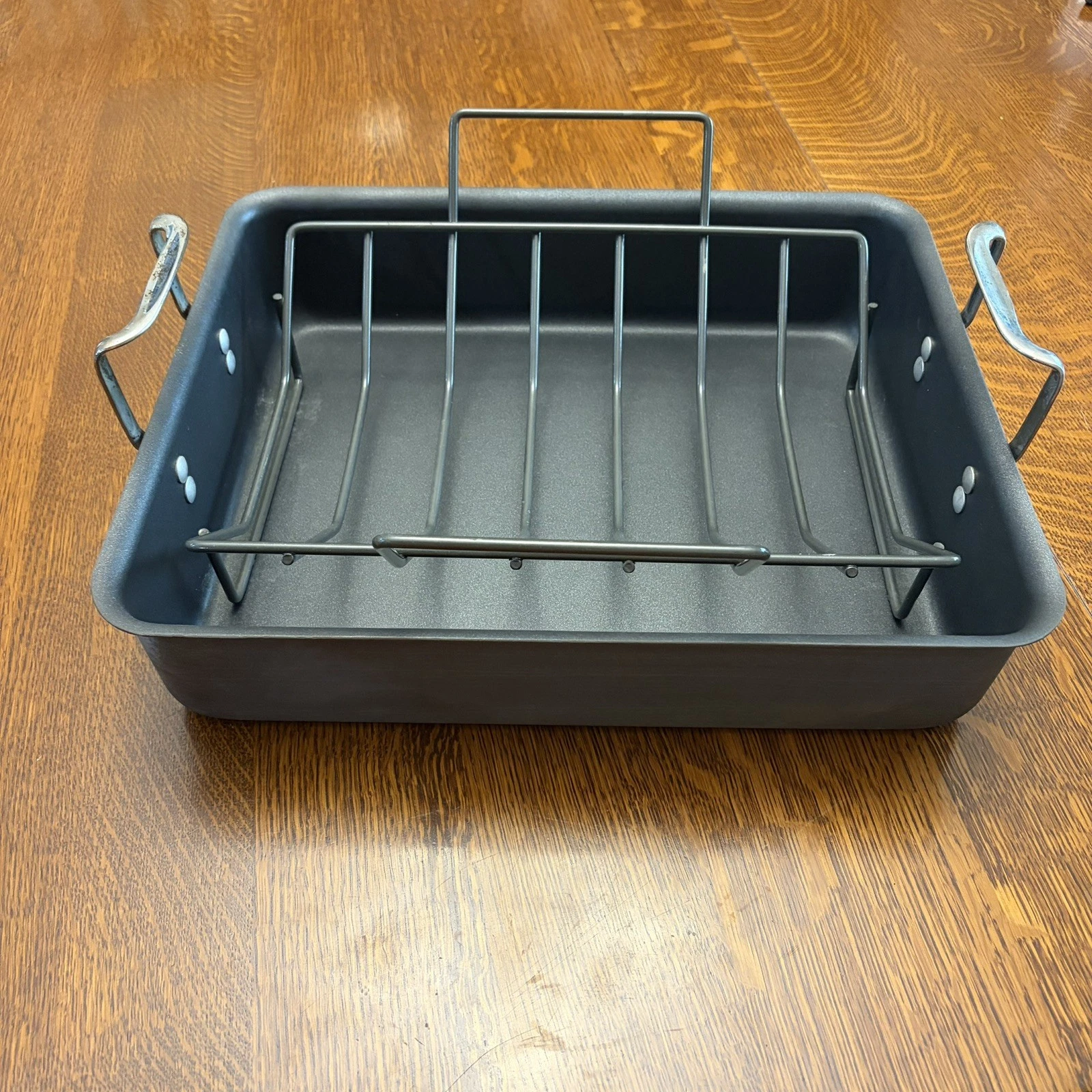 Calphalon Hard Anodized Roasting Roaster Baking Pan Rack Included 16”x13”