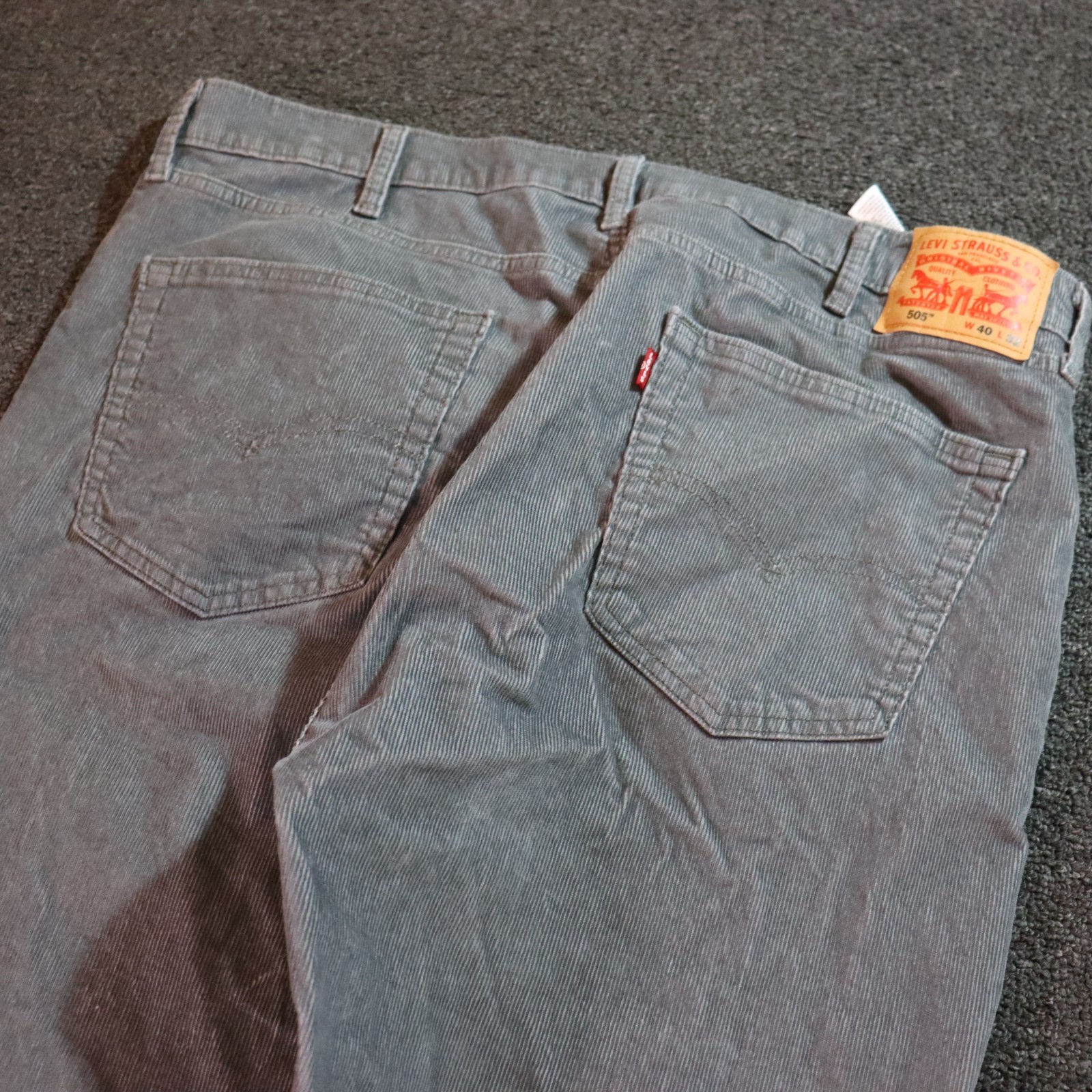 Levi's 505 Mens 38x32 Gray Corduroy Pants Vintage Y2k Skater Retro 2000s image 3
