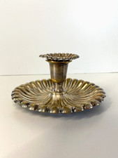 PORTA CANDELA VINTAGE BUGIA METALLO PLACCATO ARGENTO DECORO SBALZATO '900