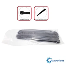 100x Cable Zip Ties Heavy Duty Black UV Resistant 2.5mm x 8 inches US