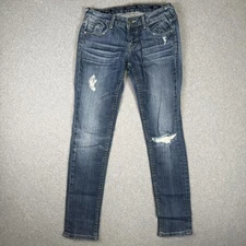 Vigoss Women’s The Thompson Tomboy Distressed Skinny Jeans W26 L27 Blue