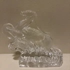Vintage Steuben Art Glass Crystal SIGNED Gazelle Sculpture Bookend Figurine