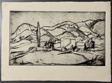 Rudolf Koch, „Berglandschaft", Radierung, 1955, handsigniert mit Bleistift