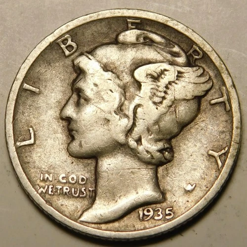1935 D Mercury Dime VG-F  Actual Coin Pictured- Not Cleaned, Polished or Dipped
