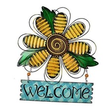 Welcome Sign for Front Door Decor Hanging Sign, Metal Flower Welcome Door B
