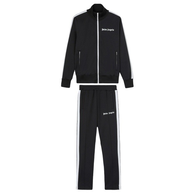 Palm Angels Black Track Suit Pants With Jacket White Stripes