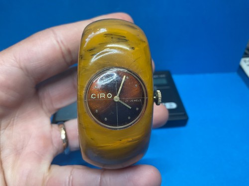 BEAUTIFUL MARBLED BAKELITE WATCH BANGLE —AS IS—LOOK AT PICTURES FOR DETAILS-#-4