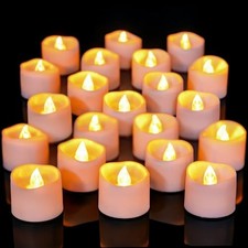 48 Pack Halloween Timer Tea Lights Small Timer Tea Lights, Yellow Flickering