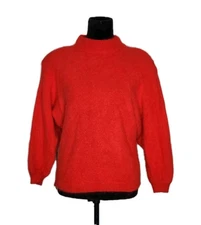 David Benjamin VTG 90s Angora Blend Red Knit Sweater 3/4 Sleeve Women's Size S