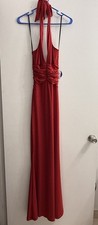 Red Halter Neck Backless Ruched Maxi Dress for Women Party Formal Sleeveless