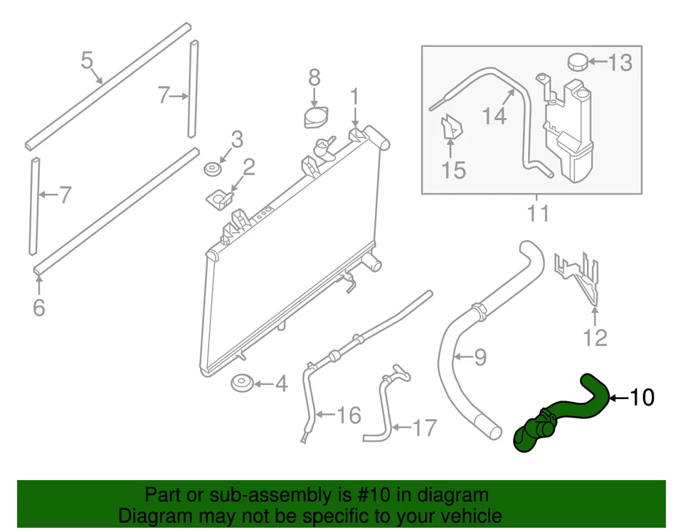 Подлинный Nissan 2015-2024 Nissan Murano - нижний шланг 21503-9UA0A - Изображение 3 из 3
