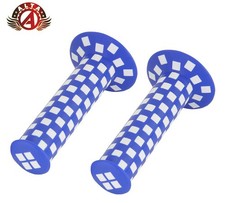 ALTA Checker Grips 7/8” x 124mm Blue/White – Vintage BMX Cruiser Chopper Style.