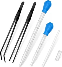 2 Pieces Aquarium Coral Feeder with 2 Stainless Steel Straight black 