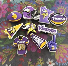 10 Piece MINNESOTA VIKINGS Football Team Shoe Charms Shoe Decorations NEW