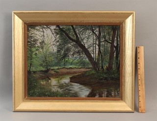 Signed Original ROBERT HAMBLEN New England River Wooded Landscape Oil Painting
