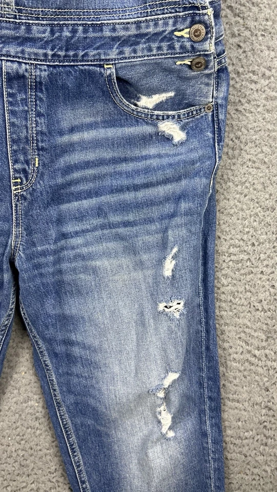 Hollister Jean Overalls Womens XL Boyfriend Distressed Blue Denim Adjustable Y2K - Image 3 of 4