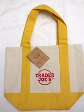 Trader Joe's Mini Canvas Tote Bag Yellow Holiday 2025 - Limited Edition