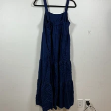 The Drop Navy Blue Tiered Midi Sundress Square Neck Adjustable Straps Women's M