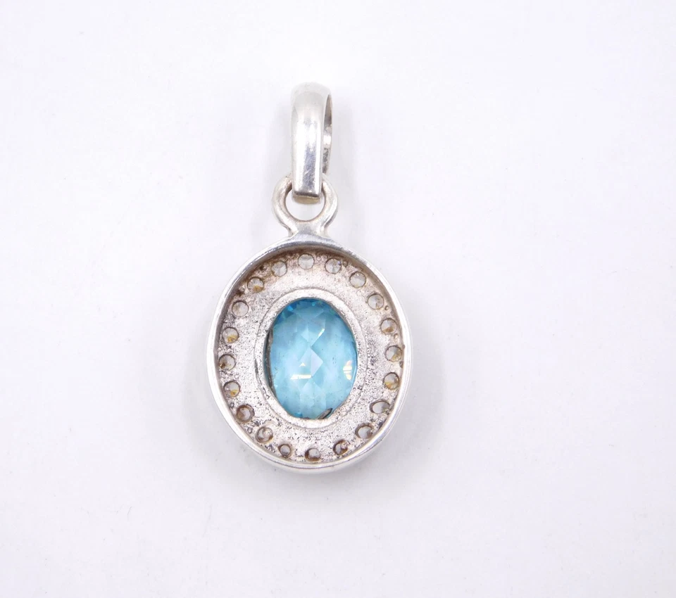 Creato IN Laboratorio Topazio Blu C.Z & C.Z Pietra Bicolore 925 Argento Sterling - Immagine 2 di 4