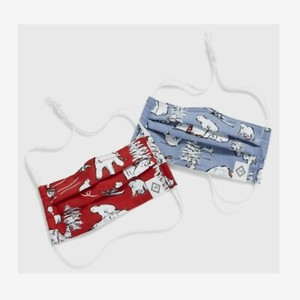 Vera Bradley 2-Pack Pleated Cloth Face Mask Beary Merry Bears  Cotton New