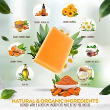 Turmeric Soap Skin Lightening Kojic Acid Soap 3 Big Bars x 100g 300g           