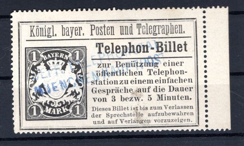Bavaria Telephonebillet TB17 Impeccable Stamped (BA4431