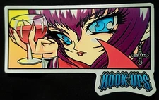 HOOK UPS STICKER "A GLASS OF BLOOD" VINTAGE STYLE 4 3/4 X 3" GLOSSY 