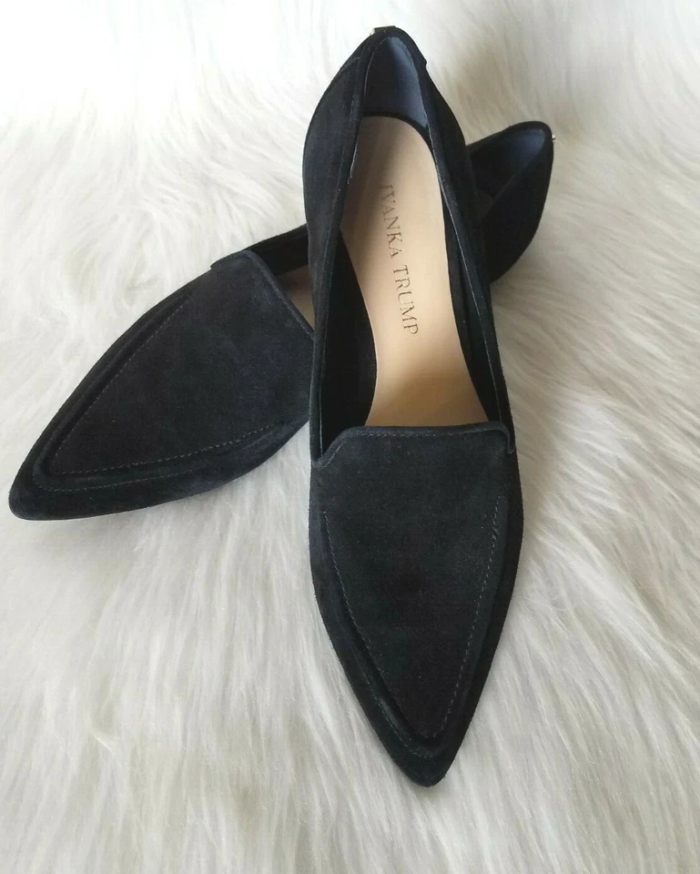 Ivanka Trump Mujer Zarina Negro Gamuza Punta Plana Talla 6.5 M Foto 2 de 4