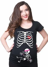 Camiseta Embarazo Esqueleto Bebé Rayos X Bebé Niña Gimnasio Entrenamiento Maternidad Camiseta