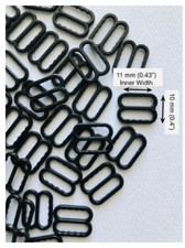 20 50 100 Pcs 11mm 0.43" Black Slider Adjuster for Bra Straps, Ribbon Lanyard