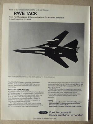 4/1979 PUB FORD AEROSPACE PAVE TACK F-111F USAF ELEKTROOPTISCHE SYSTEME AD